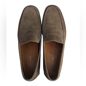 Donald J. Pliner Vinco 3 Gray Suede Driving Mocs with Penny Loafer Design